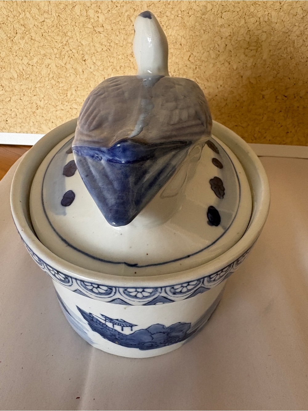Blue and White Ceramic Duck Lidded Decorative art - Picture 4 of 9